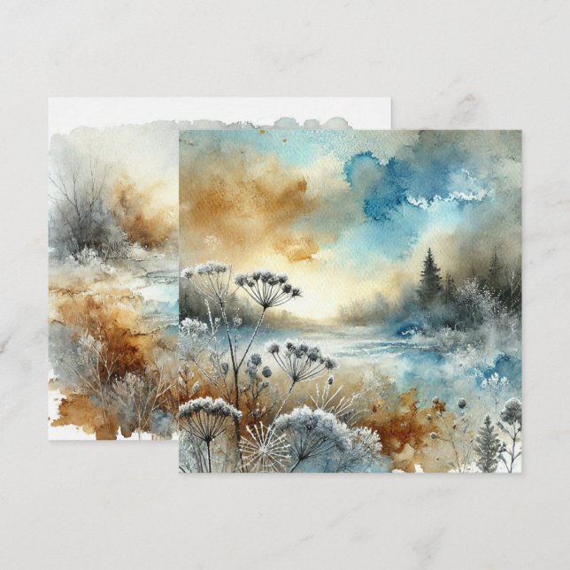 Printable Autumnal Watercolor Morning Scrapbook Invitation (Front/Back)