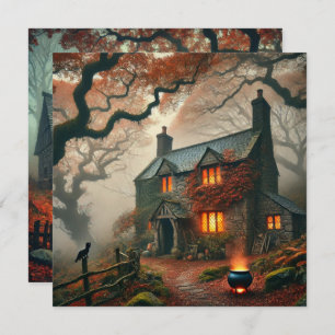 Printable Autumnal Whimsigoth Cottage Scrapbook Invitation