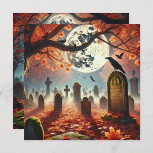 Printable Autumnal Whimsigoth Graveyard Scrapbook Invitation
