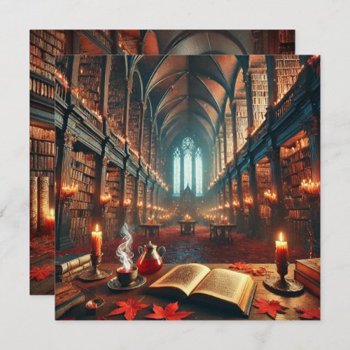 Printable Autumnal Whimsigoth Library Scrapbook Invitation