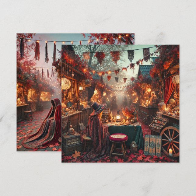 Printable Autumnal Whimsigoth Market Scrapbook Invitation (Front/Back)