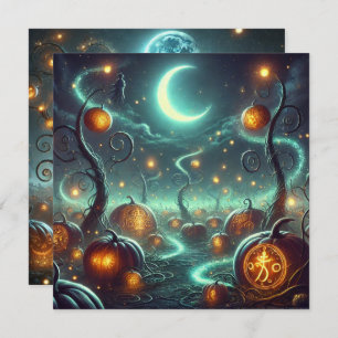 Printable Autumnal Whimsigoth Pumpkins Scrapbook Invitation