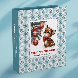 Printable baby fawn christmas scene kids memory 3 ring binder