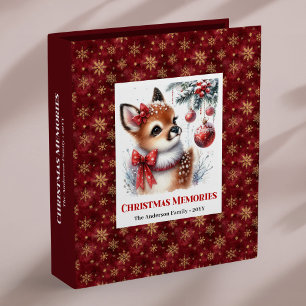 Printable baby fawn christmas scene personalized 3 ring binder