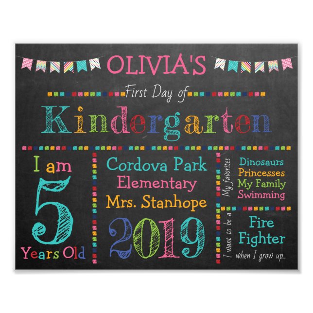 Printable Back to School Signs - Kindergarten (Front)
