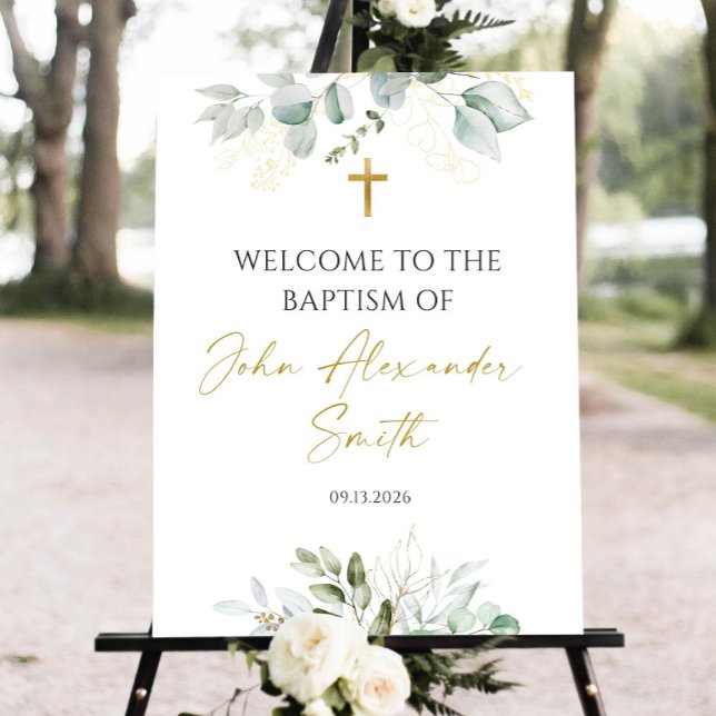 Printable Baptism Welcome Sign Christening Greener (Creator Uploaded)