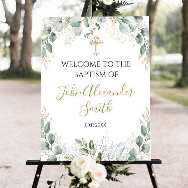 Printable Baptism Welcome Sign Christening Greener (Creator Uploaded)