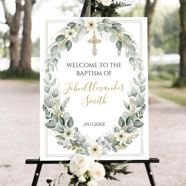 Printable Baptism Welcome Sign Christening Greener (Creator Uploaded)