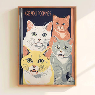 Printable Bathroom Wall Art Cat Art Toilet Poster 