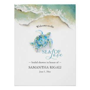 Printable Beach Bridal Shower Sign Sea Turtle