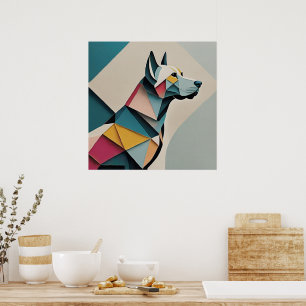 Printable beautiful geometric illustration Dog Poster