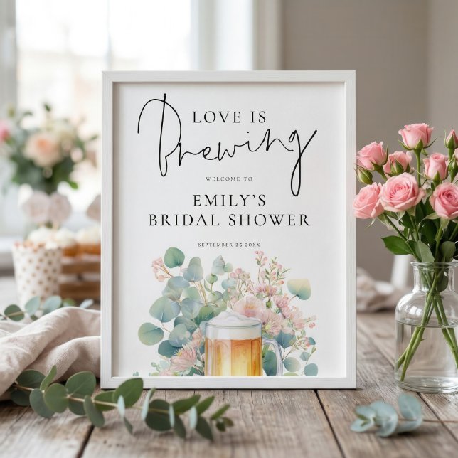 Printable Beer Love Brewing Welcome Bridal Shower Poster (Creator Uploaded)