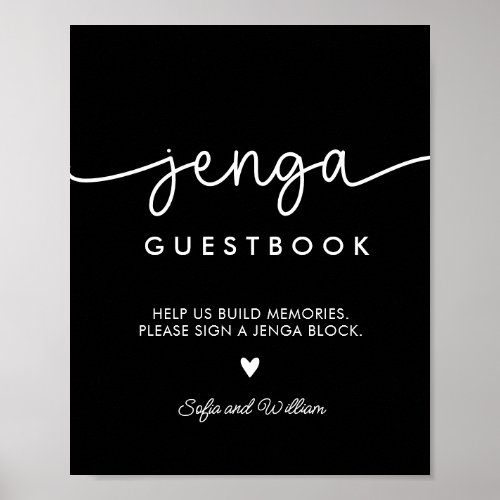 Printable Black Wedding Jenga Guest Book Sign