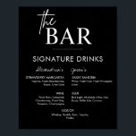 Printable Black Wedding Signature Drinks Bar Menu Poster<br><div class="desc">Modern wedding signature drinks bar menu features the Bride and Groom's signature drinks and room for additional drink choices. Printable wedding signs are the perfect way to print your wedding signs at home. Simply download the size you need and print at your local office supply store or at home.</div>
