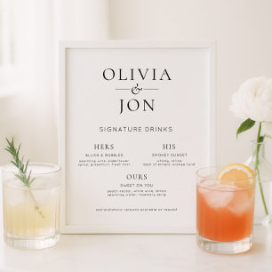 Printable Black White Wedding Signature Drink Sign