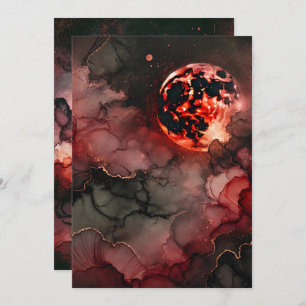 Printable Blood Moon Glow Alcohol Ink Scrapbook Invitation