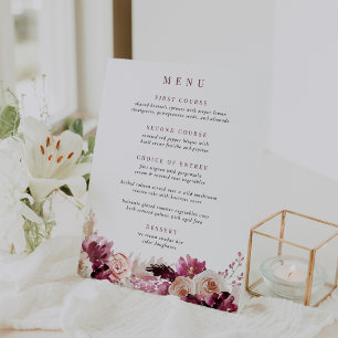 Printable Blush and Burgundy Floral Menu Pedestal Sign