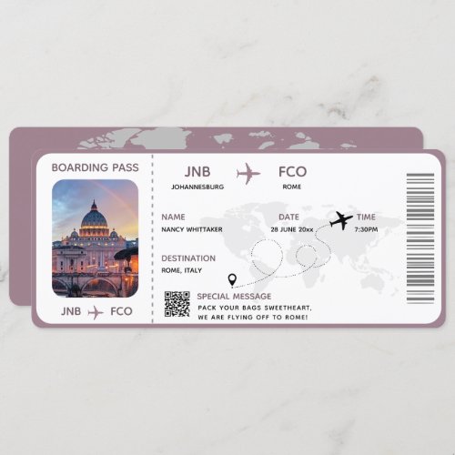 Printable Boarding Pass Airline Ticket Card