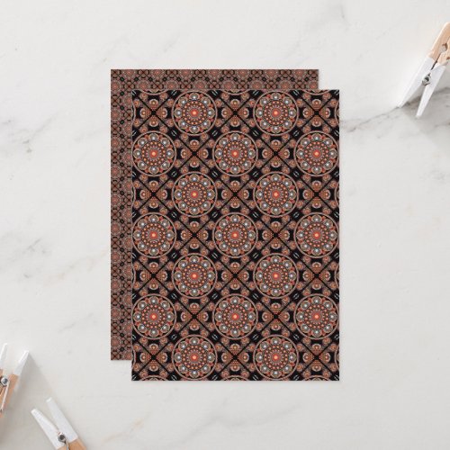 Printable Bohemian Mandala Tiled Scrapbook Paper Invitation