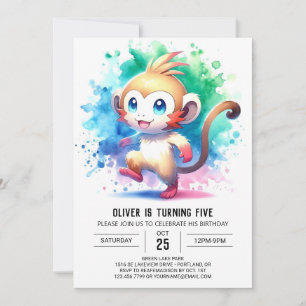 Printable Bohemian Monkey Birthday Invitation