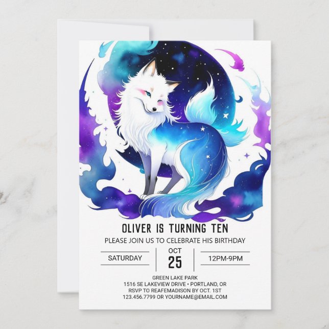 Printable Boho Fox Birthday Invitation (Front)