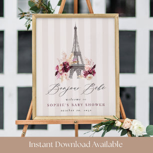 Printable Bonjour Bébé Baby Shower Welcome Sign