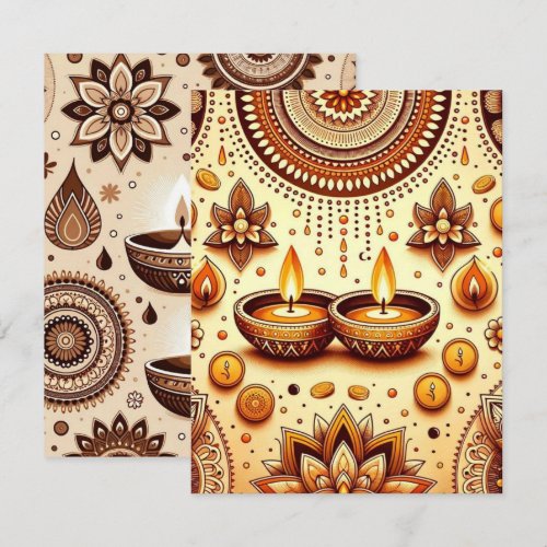 Printable Bronze and Gold Diwali Scrapbook Paper Invitation