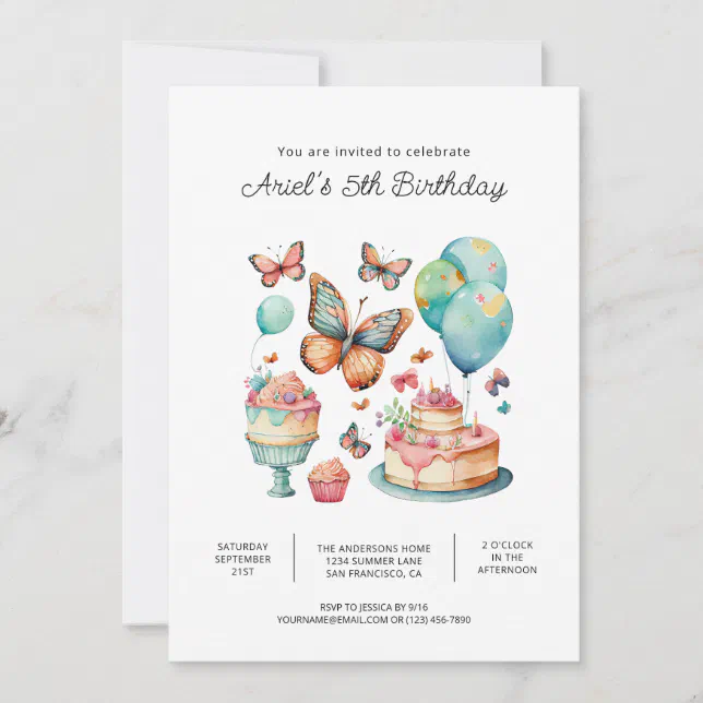Printable Butterfly Birthday Party Invitations | Zazzle