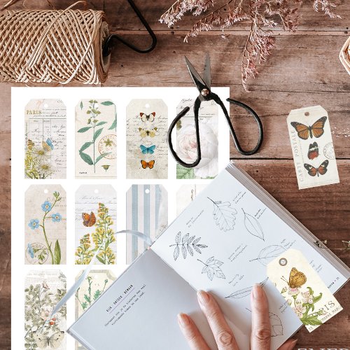 Printable Butterfly Junk Journal Tags and Pages    Card