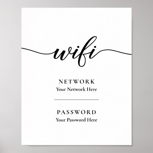 Printable Calligraphy Wifi Password Network Sign