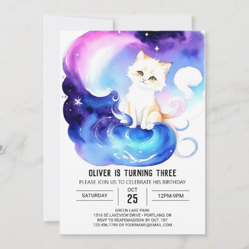 Printable Cat Magical Birthday Invitation