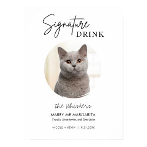 Printable Cat Wedding Signature Drinks Bar Sign