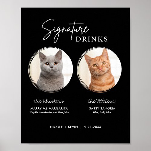 Printable Cat Wedding Signature Drinks Bar Sign