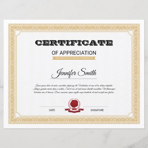 Printable Certificate of Appreciation