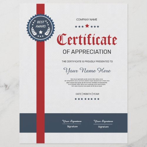 Printable Certificate Of Appreciation