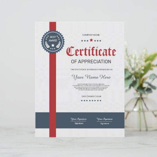 Printable Certificate Of Appreciation | Zazzle