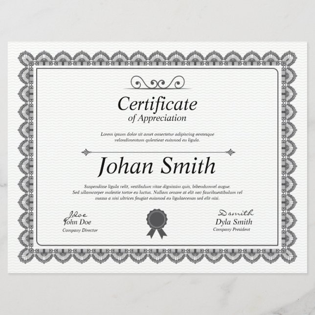 Printable Certificate Of Appreciation (Front)