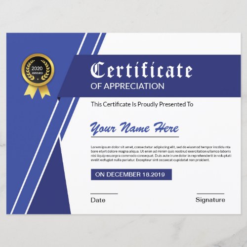 Printable Certificate Of Appreciation