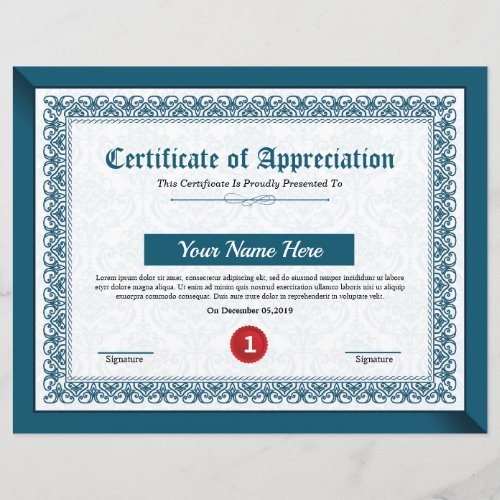 Printable Certificate Of Appreciation