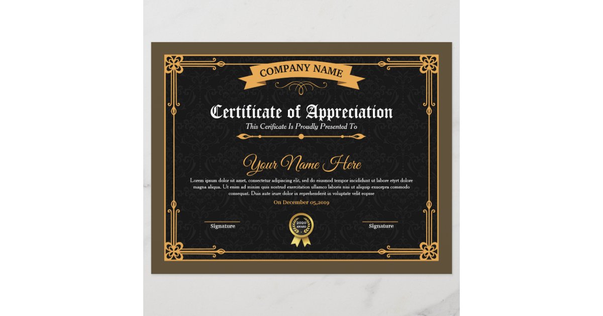 printable certificate of appreciation zazzlecom