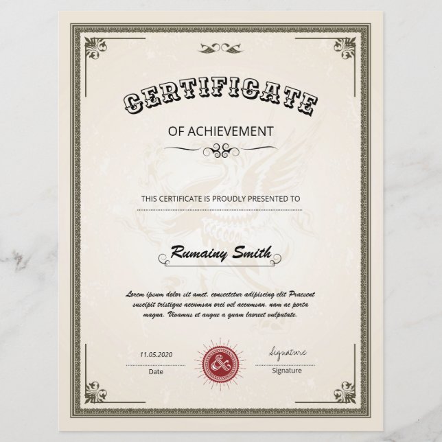 Printable Certificate Template (Front)
