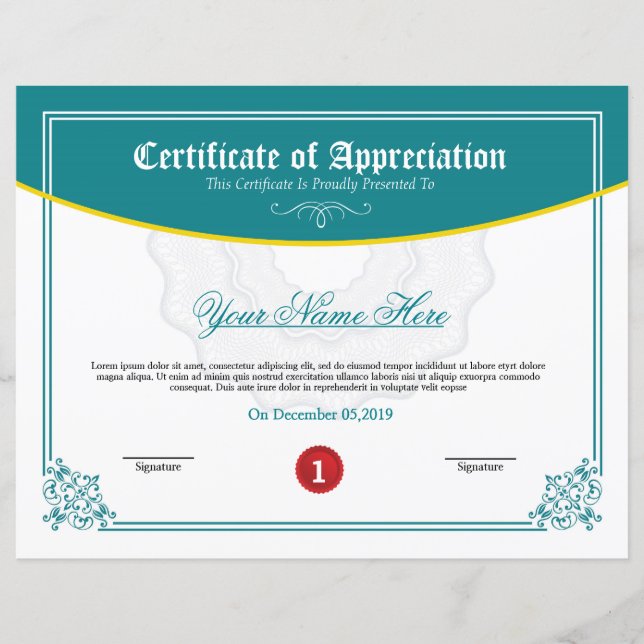 Printable Certificate Template (Front)