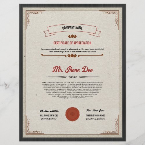 Printable Certificate Template Flyer