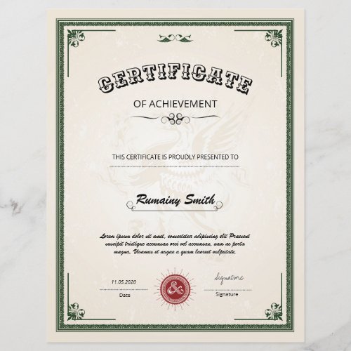 Printable Certificate Template Of Achievement