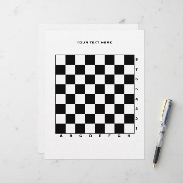 Printable chess board with numbers and letters letterhead (Front/Back In Situ)