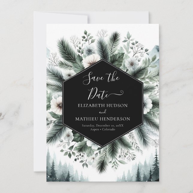 Printable Chic Mountain Wedding Save The Date (Front)