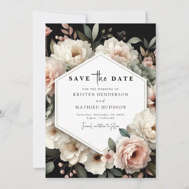 Printable Chic Pink Floral Wedding Save The Date (Front)