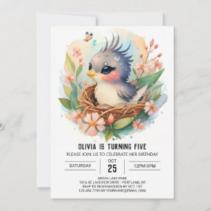 Printable Children Bird Birthday Invitation