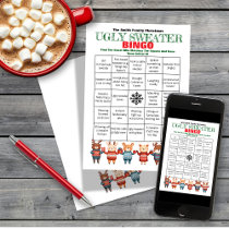 Printable Christmas Bingo-Ugly Sweater Party Game Invitation