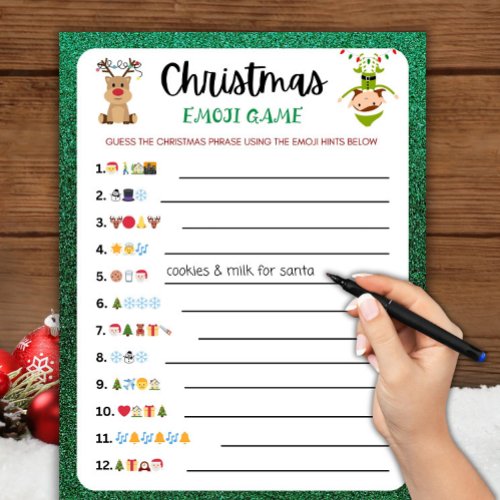 Printable Christmas Game  Christmas Emoji Game Holiday Card